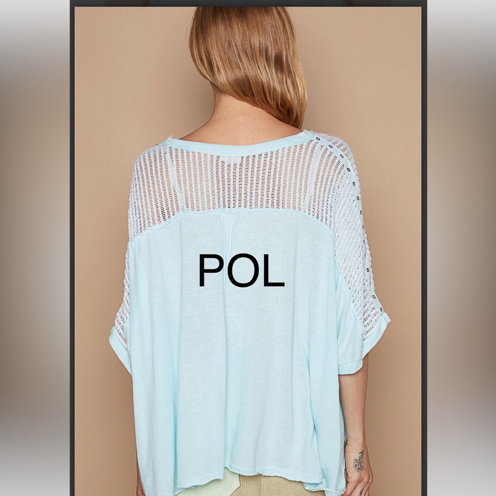 POL Light Blue and White Knit Top - Picture 3 of 6